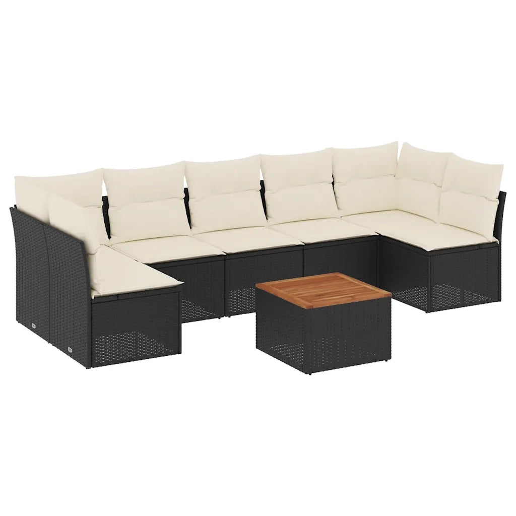 Set Divani da Giardino con Cuscini 8 pz Nero in Polyrattan 3255902
