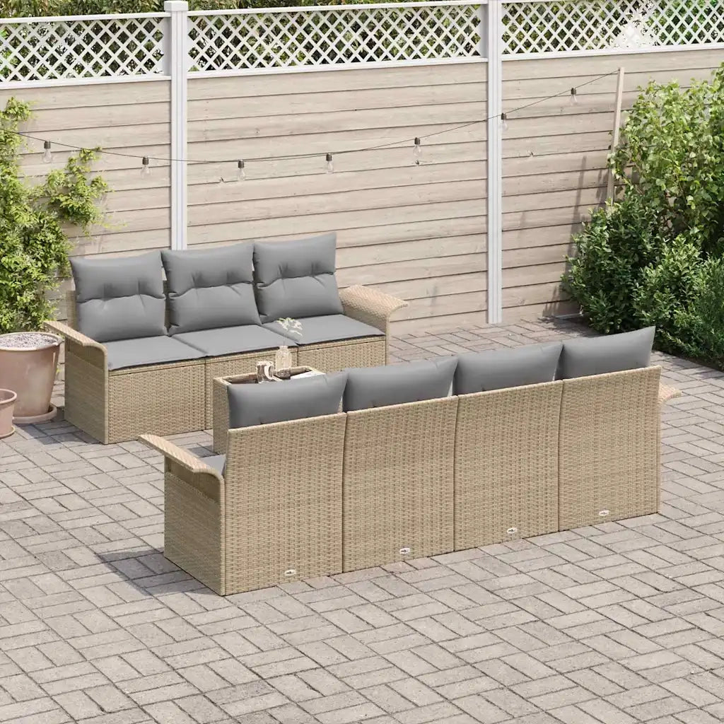 Set Divano da Giardino 8 pcs Beige e grigio polyrattan 3353939