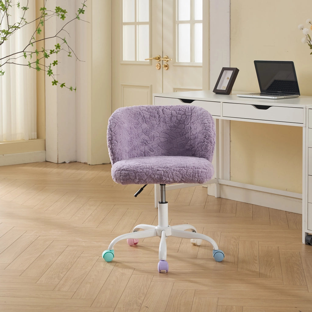 Sedia da Ufficio Girevole Imbottita Velluto ¨C MINIMAL ¨C Viola, Regolabile