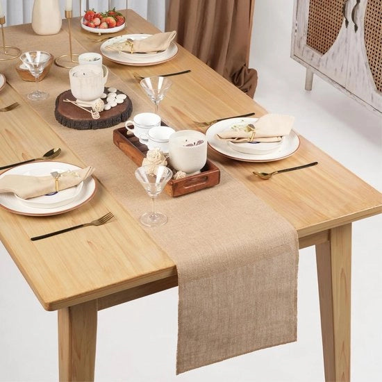Tavolo da pranzo in juta naturale - decorativo - festivo 30 cm 23 m lungo - tovagliato rustico indiano.
