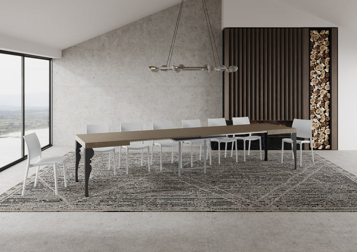 Tavolo Allungabile 120/380x90 cm Paxon Tortora Gambe Antracite