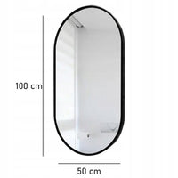 Grande specchio ovale da bagno, soggiorno, camera da letto, nero, industriale, 100x50 cm