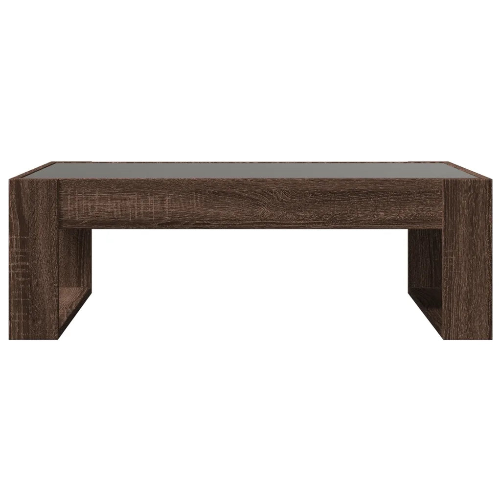 Tavolino da Salotto con LED Infinity Rovere Marrone 90x53x30 cm