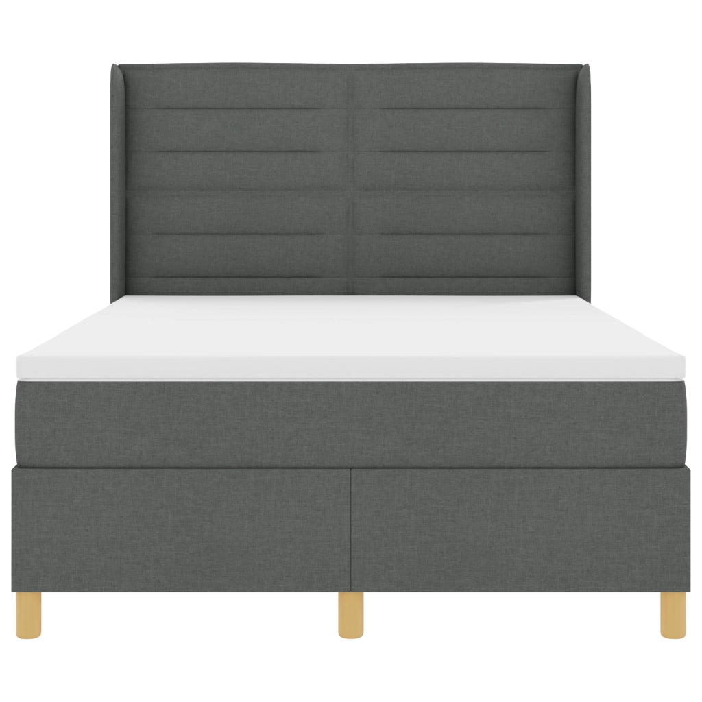 Letto Box Spring con Materasso e LED Grigio Scuro 140x200 cm Tessuto