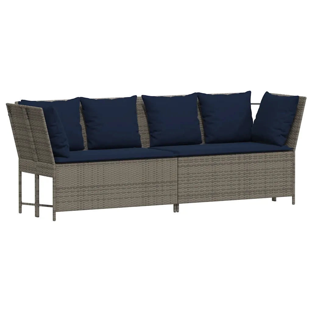 Divano da Giardino con Cuscini in Polyrattan Grigio 4104128