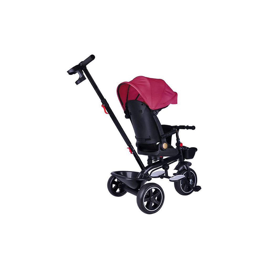 Passeggino Triciclo con Sedile Girevole 65x47x110 cm con Cappotta e Cestini Fucsia