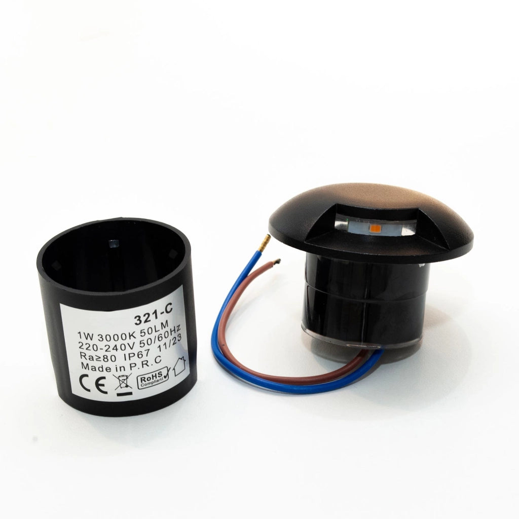 Mini faretto calpestabile nero incasso luce radente IP67 LED 1W singola finestra basso consumo segnapassi giardino viale 230V 4000K
