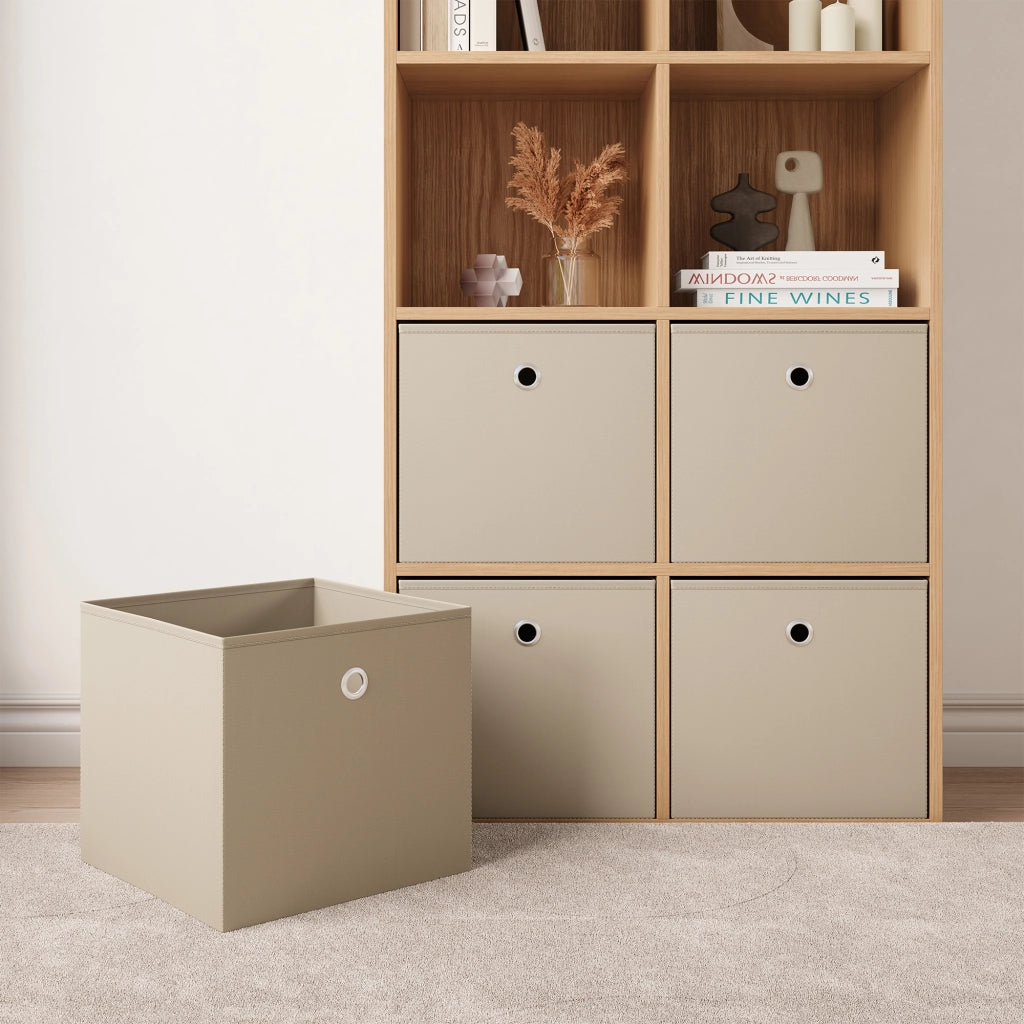 Set di 10 Scatole Pieghevoli Portaoggetti in Tessuto 28 x 30 x 30 cm - Beige [en.casa]
