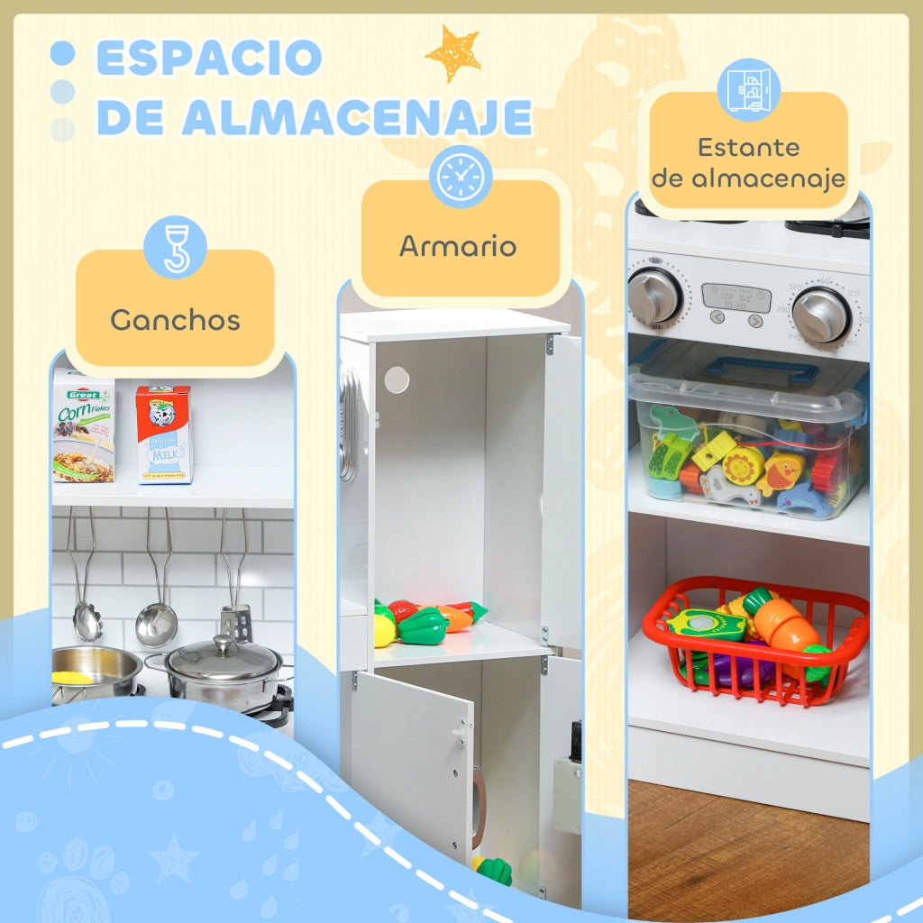 Cucina Giocattolo Bambini ¨C zephmum ¨C Bianco 83.8x26.8x81 cm