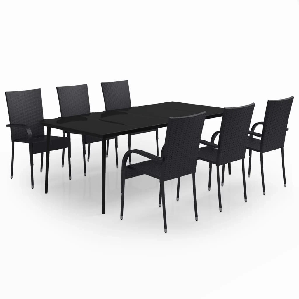 Set da pranzo da giardino per esterni 7 pezzi nero 02_0014027
