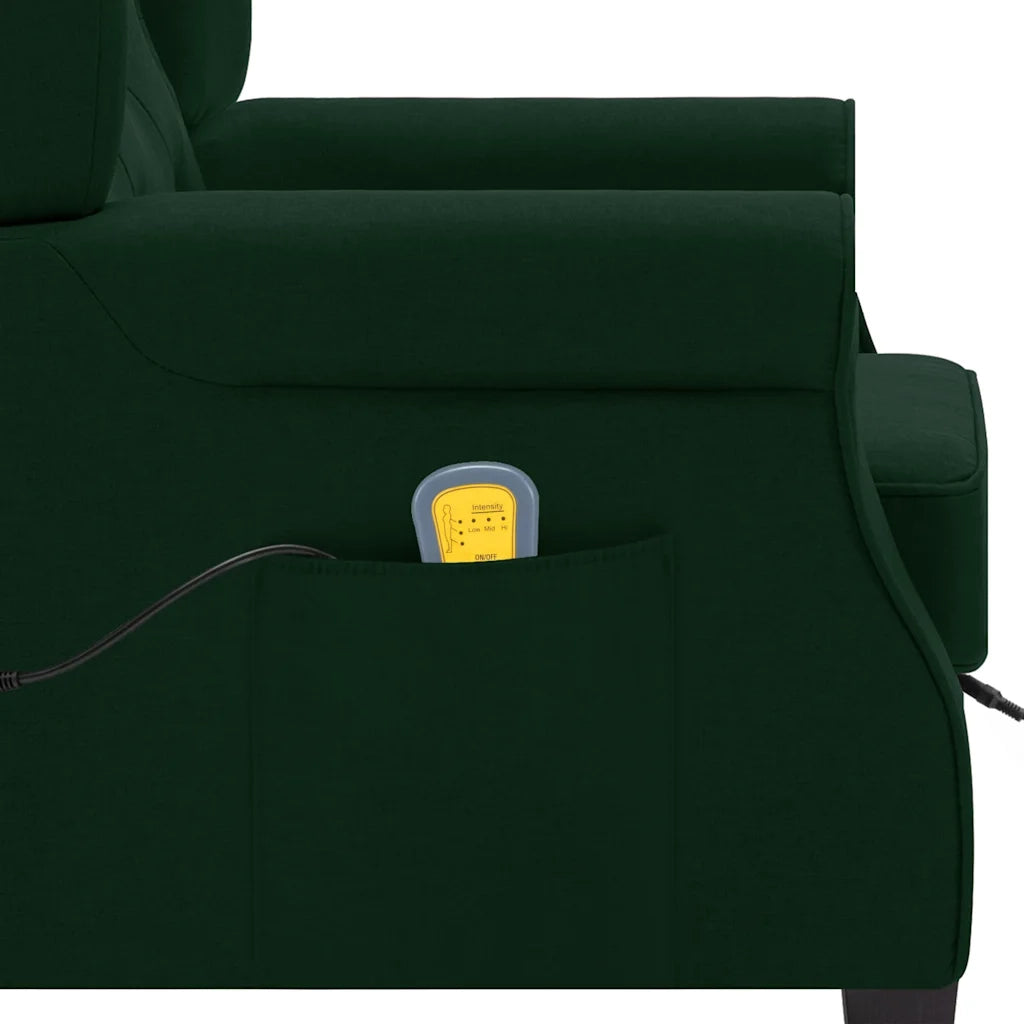 vidaXL Poltrona Massaggiante con Poggiapiedi Verde Scuro in Tessuto
