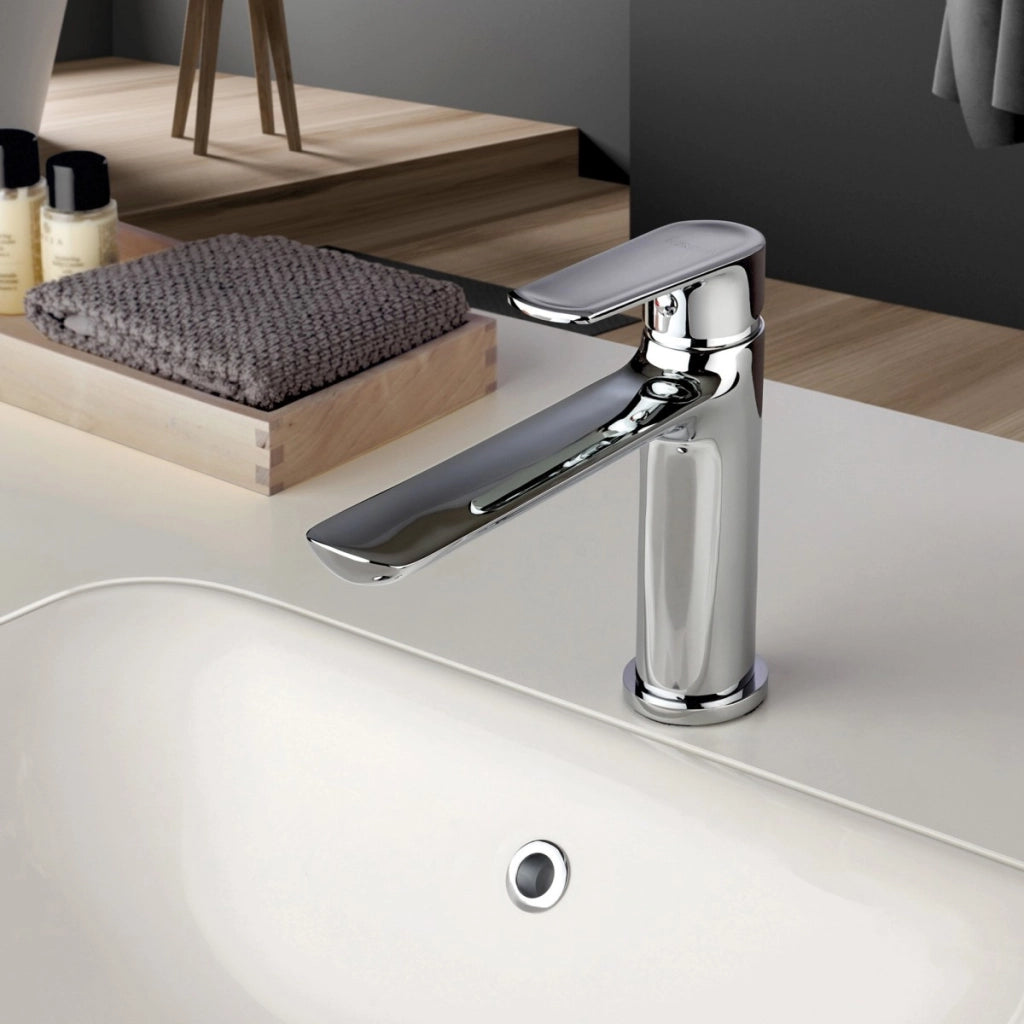 Rubinetto lavabo bocca lunga cromato funky