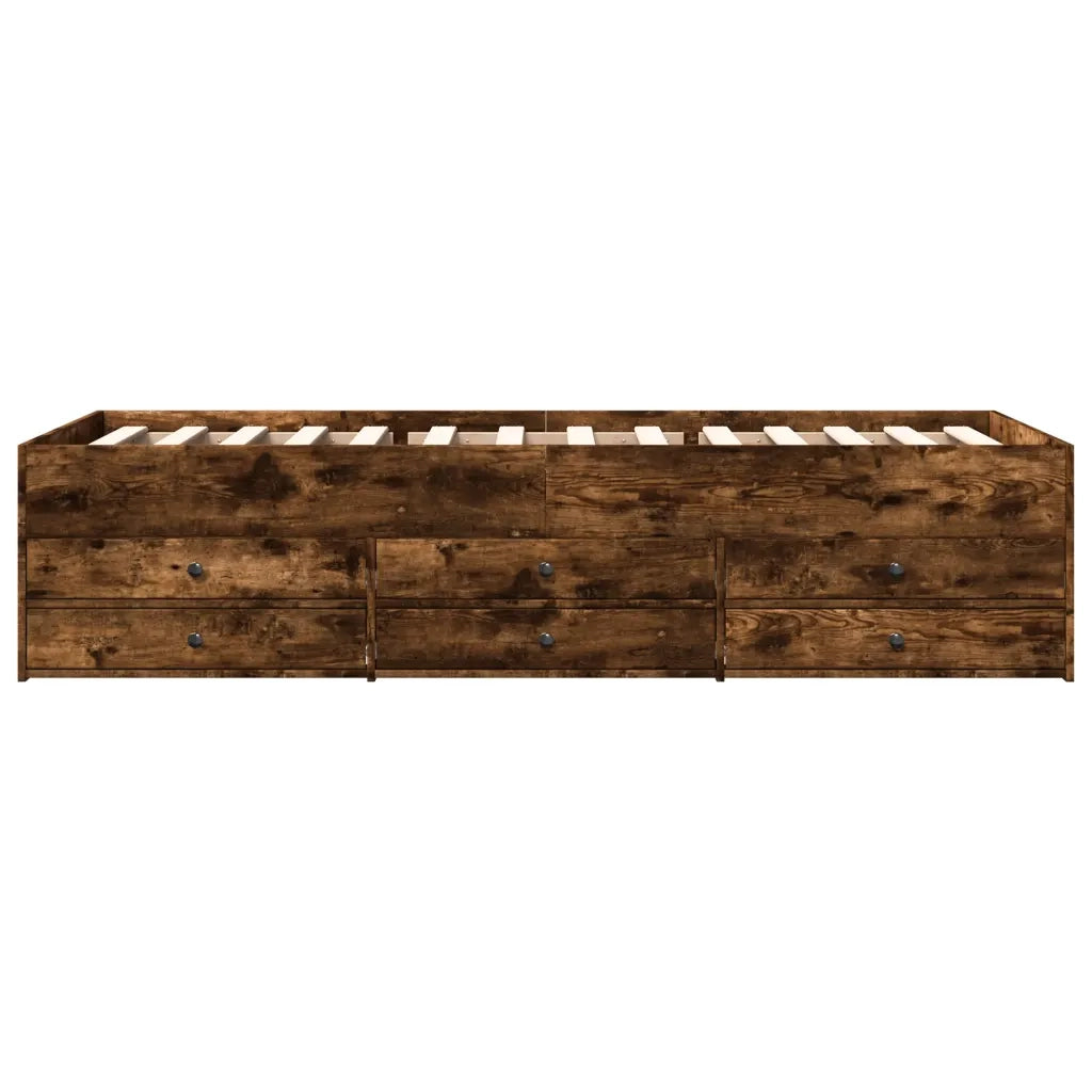 Divano Letto con Cassetti senza Materasso Rovere Fumo 90x190 cm