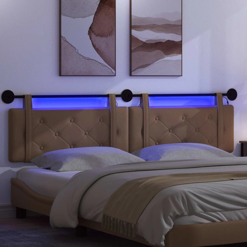 Testiera | Testata sospesa Con luce LED Cappuccino Similpelle