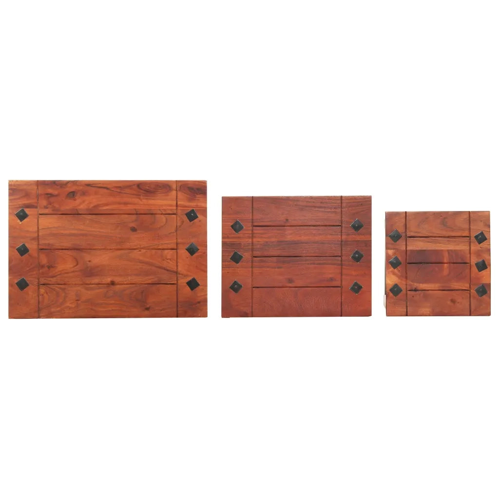 Tavolini Impilabili 3 pz in Legno Massello di Acacia 286263