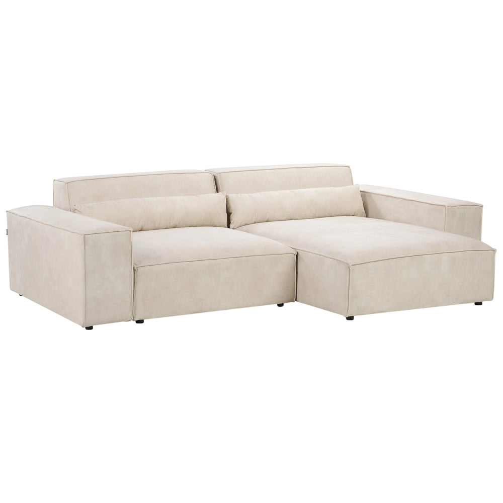 Divano angolare modulare a 2 posti a sinistra Divano componibile in velluto beige con gambe nere Soggiorno moderno
