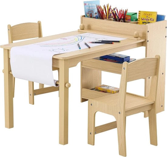 Set di Cucina e Sedia Multifunzione per Bambini - Tavolo e Sedia per Attività con Spazio di Archiviazione - Tavolo per la Stanza dei Giochi - Decine di Possibilità di Gioco per l'Arte, l'Artigianato, la Lettura e l'Apprendimento