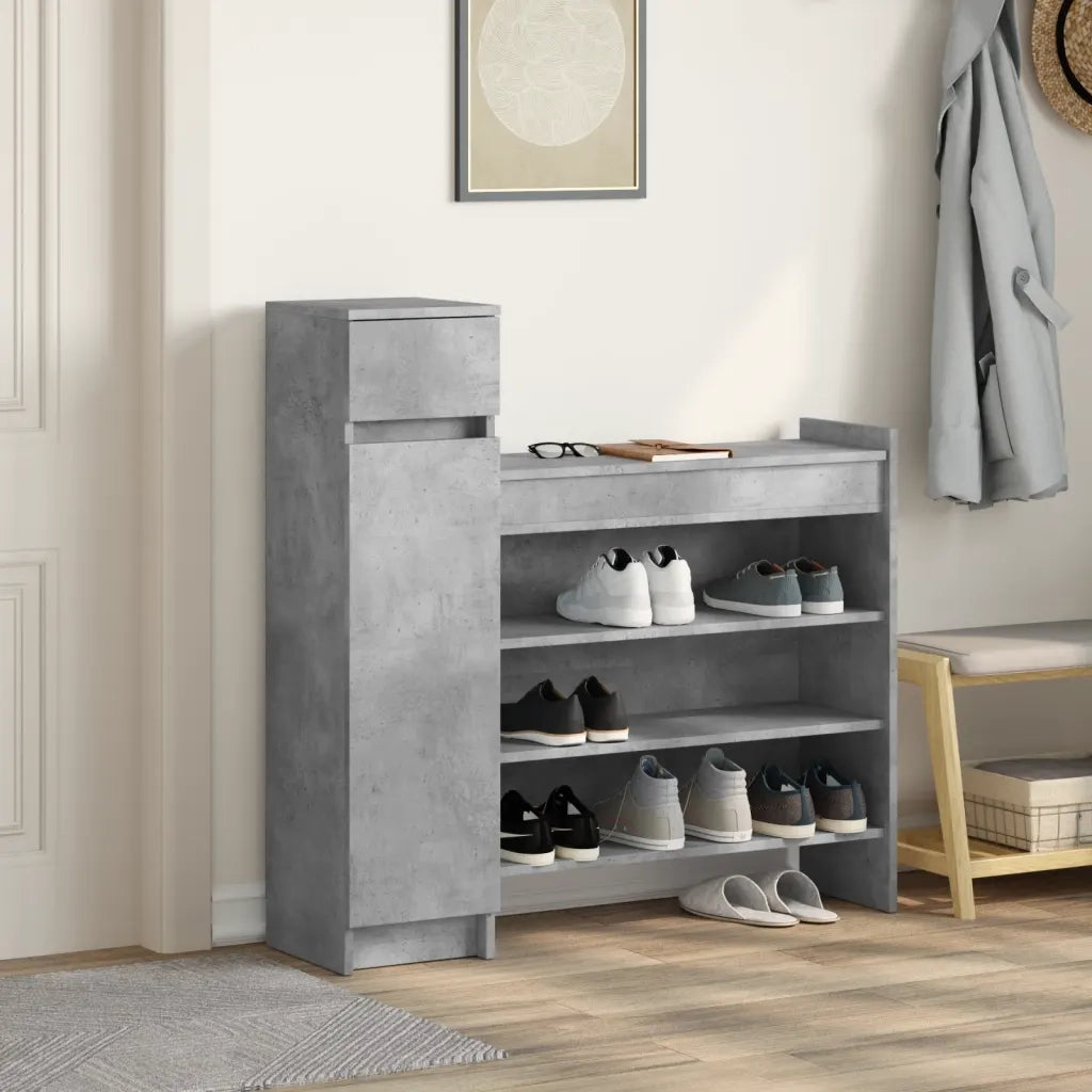 Scarpiera-Scaffale per scarpe Grigio Cemento 100,5x28x100 cm in Legno Multistrato