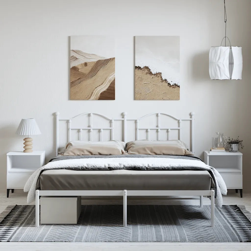 Giroletto con Testiera Metallo Bianco 183x213 cm 353493