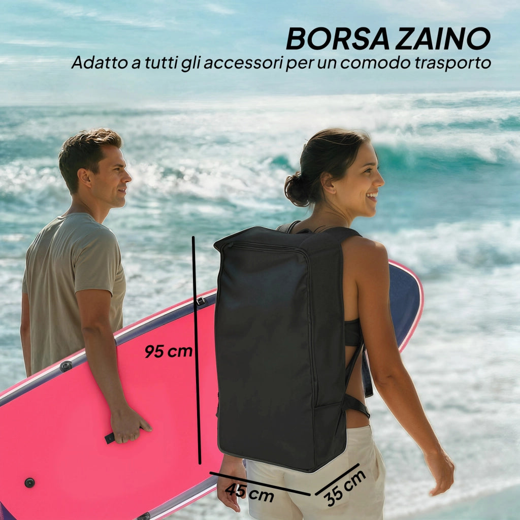 Tavola SUP Gonfiabile con Sedile e Pagaia - Xylo - 335x82x15 cm Blu Rosa
