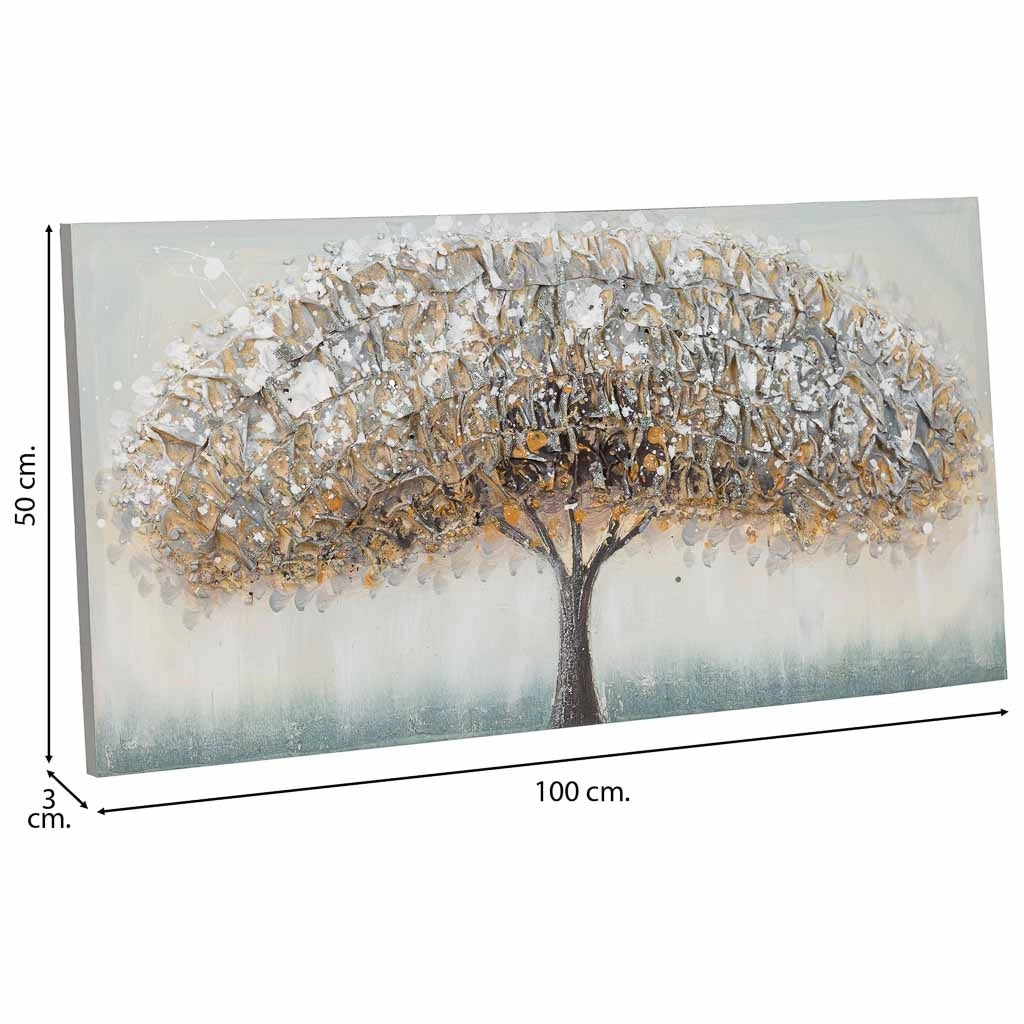 Quadro dipinto a mano con rilievo marrone 50x100x3h