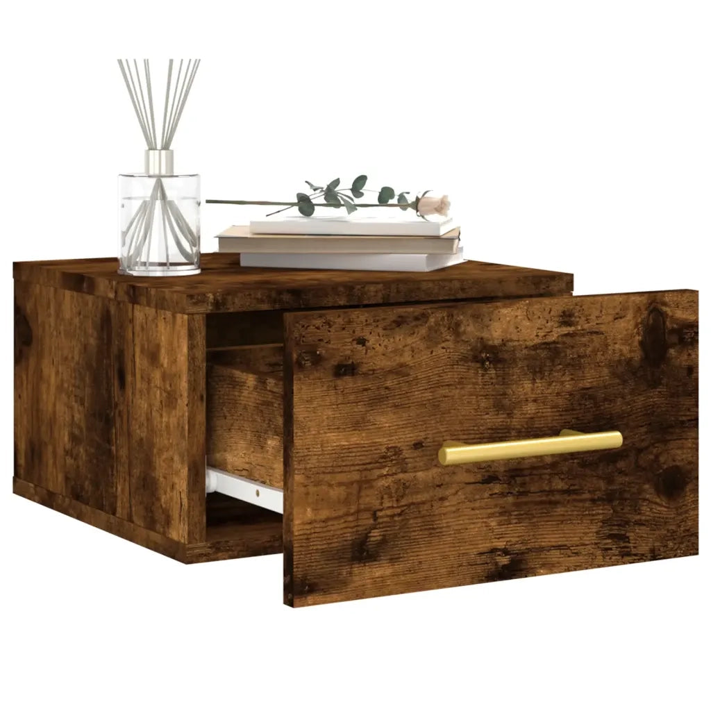 Comodino a Muro Rovere Fumo 35x35x20 cm 829798