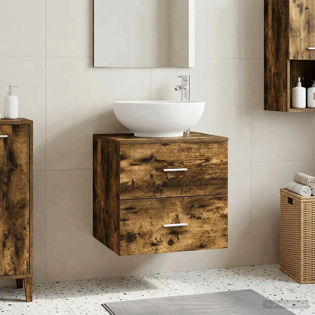 Mobile Lavabo da Parete Rovere Fumo 49,5 x 44,5 x 66,5 cm 890306