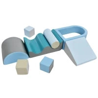 Set di 9 Blocchi Morbidi atossici da Gioco per arrampicarsi, scivolare, gattonare e giocare in sicurezza,blu