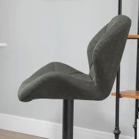 Set 2 Sgabelli da Bar con Altezza Regolabile, Base in Metallo e Seduta in Finta Pelle, Sgabelli con Schienale e Poggiapiedi, 51.5x57.5x93-114.5 cm, Verde Militare