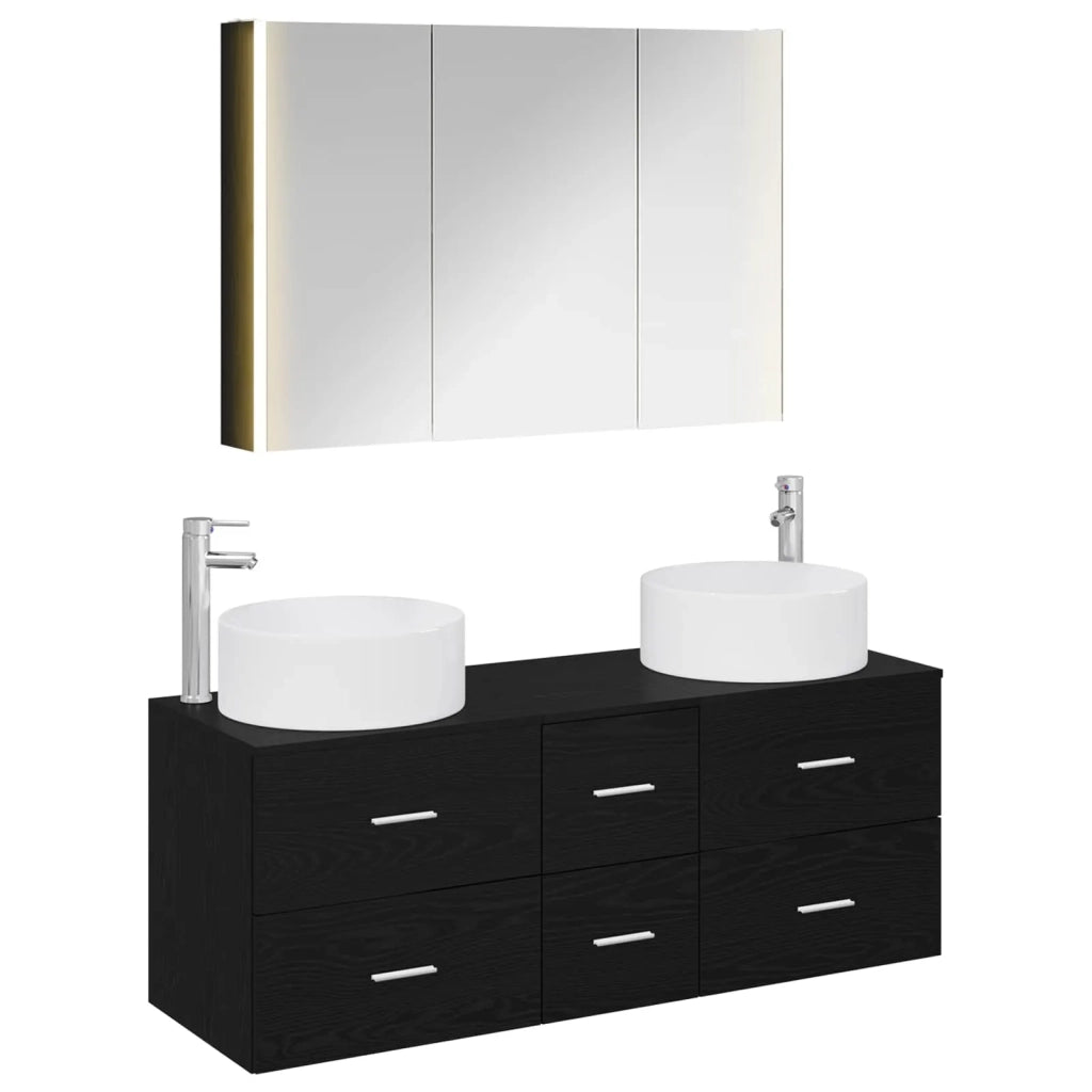 Set di mobili per il bagno 4 pcs Rovere Nero 3407104