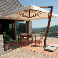 Ombrellone Decentrato da Giardino 2,2x2,2m Braccio in Legno Ecrù