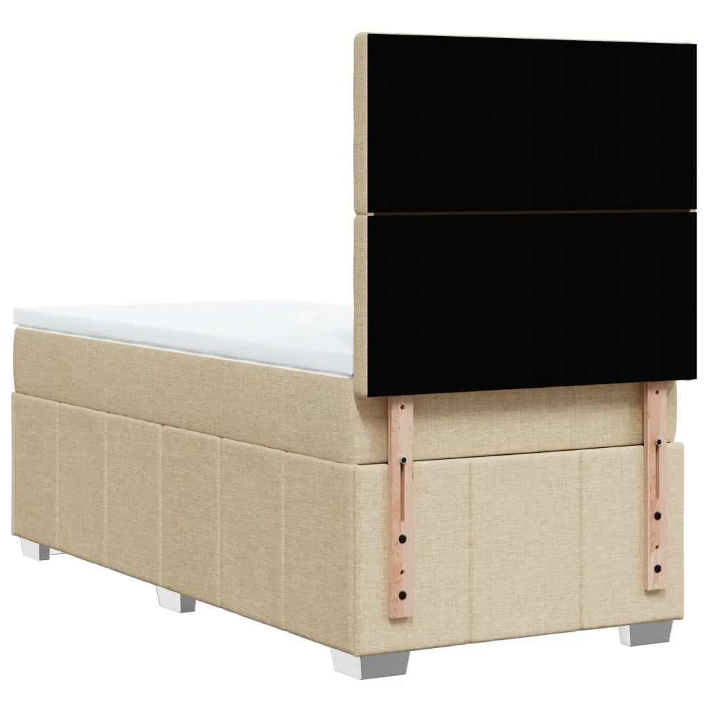 Letto singolo | Letto per adulti | Giroletto a Molle con Materasso Crema 90x200 cm inTessuto