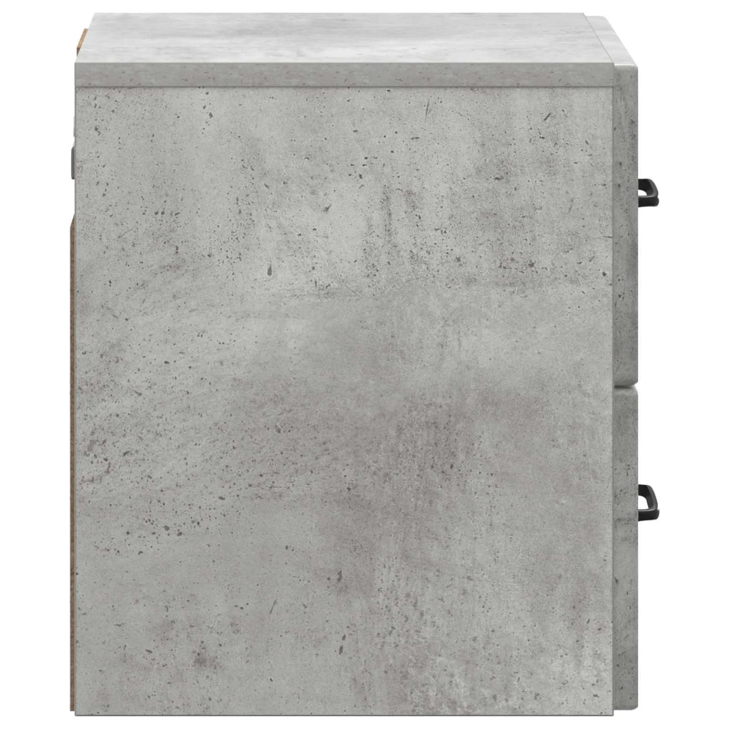 Mobiletto da notte a muro con cassetto 2 pcs Grigio Cemento