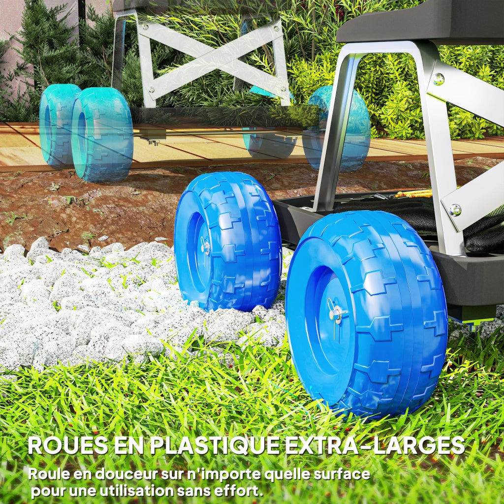 Sedia da giardino rotelle ¨C zephmum ¨C blu 50x49x32 cm