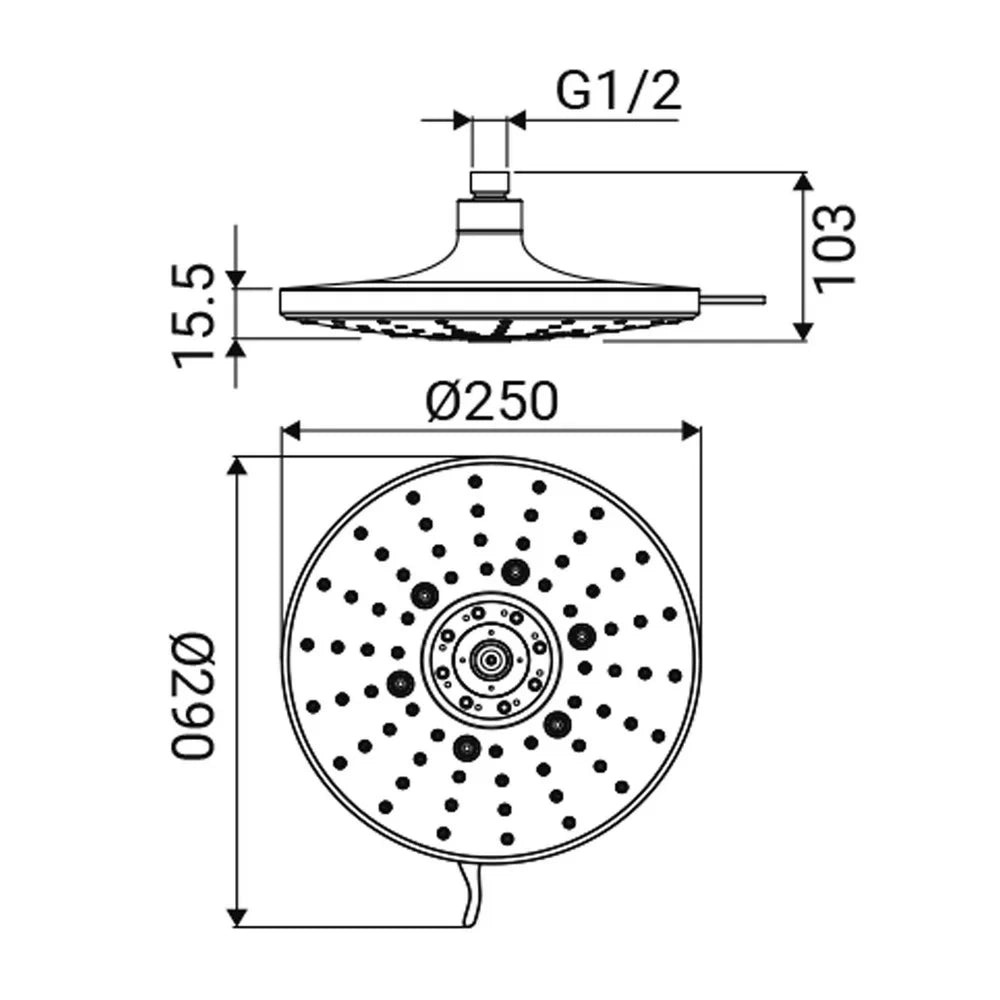 Soffione cromato 7 getti - Serie Apollo