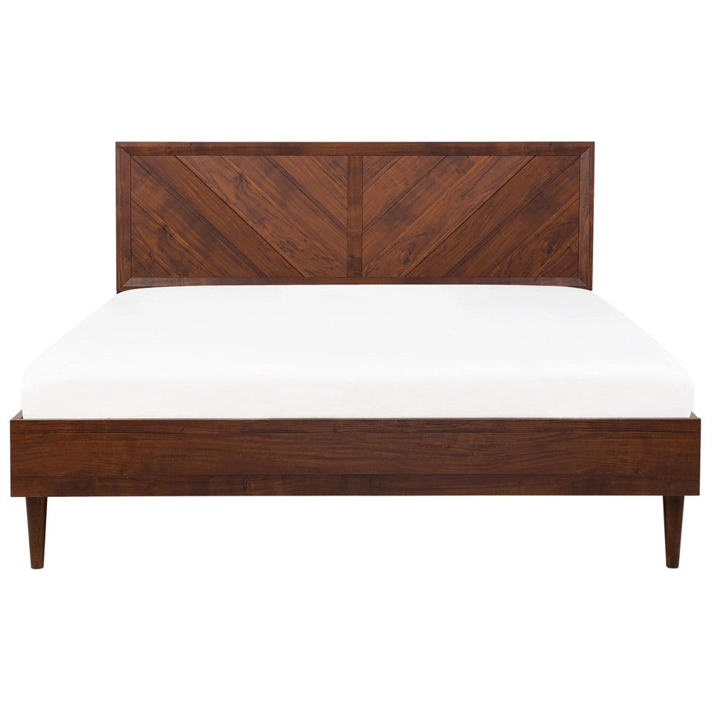 Letto Marrone Aspetto Legno con Rete a Doghe Testata Alta 180 x 200 cm stile vintage matrimoniale