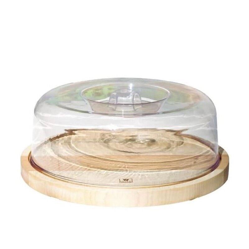 PORTA FORMAGGIO REALIZZATO IN LEGNO DI FAGGIO TONDO DIAMETRO 26.5 CM CAMPANA IN PLASTICA