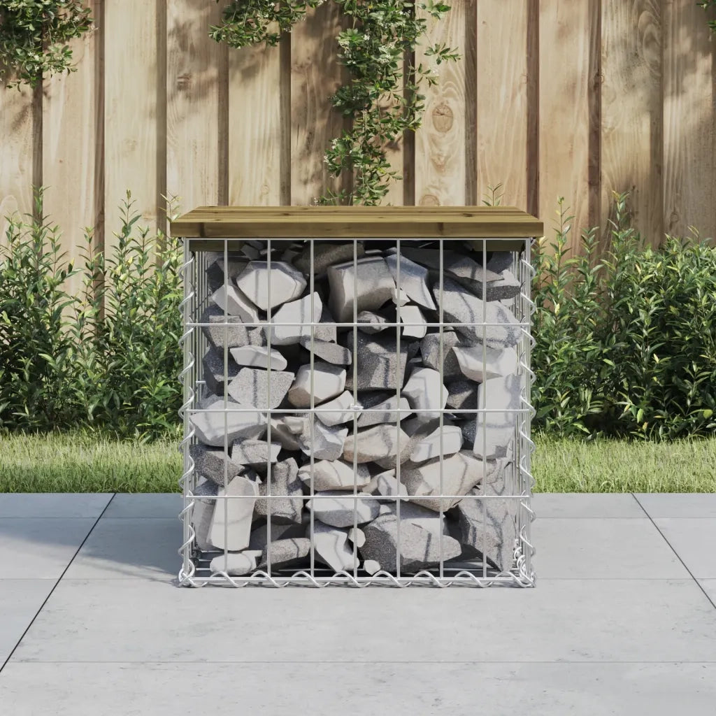 Panca da Giardino Design Gabbione-Sgabello-Panca da esterno 43x44x42 cm Pino Impregnato