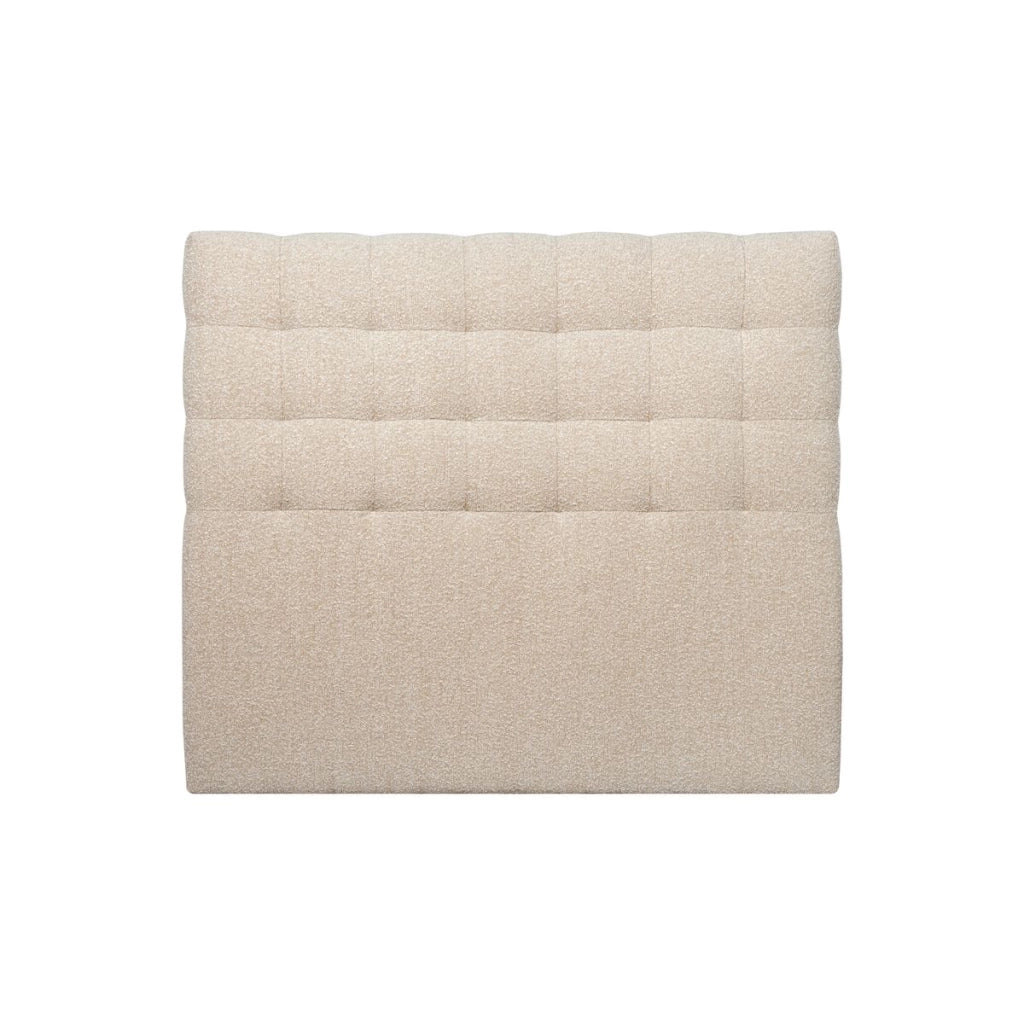Testiera in tessuto bouclé beige chiaro imbottita L200 cm