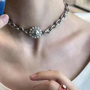 Collana vintage con perle rotonde e pianeti, regalo di Natale o compleanno.