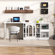 Tavolo da pranzo - bar moderno - estraibile - girevole 360° - con vano - ante in vetro - bianco