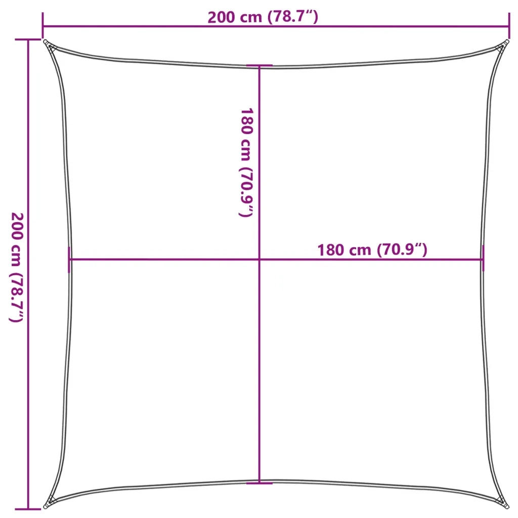 Vela Parasole-Telo Ombra-Vela Ombreggiante 160 g/m2 Nera 2x2 m in HDPE
