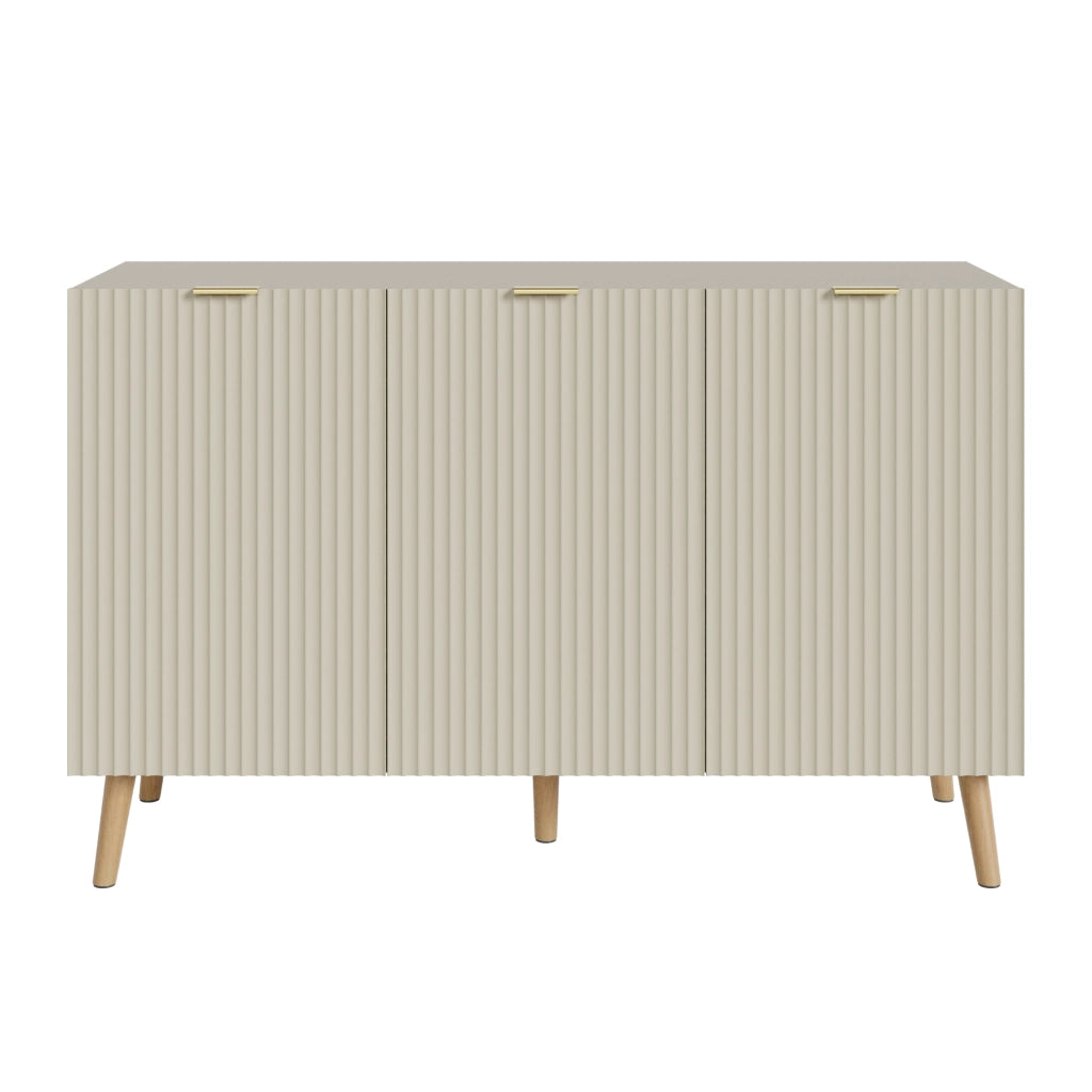 Credenza Nand Madia con 3 Ante Scanalate 120x40x76 cm color Sabbia [en.casa]