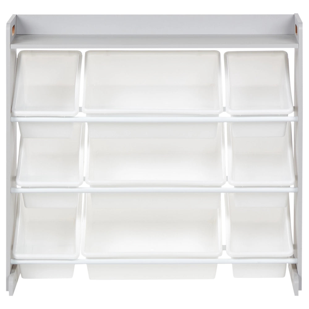 Scaffale con 9 contenitori Cassetti Grigio e Bianco MDF Plastica Unico Camera dei bambini Storage Design Moderno