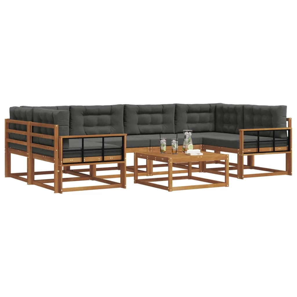 Set di divani da esterno con cuscino 7 pcs Naturale e Antracite