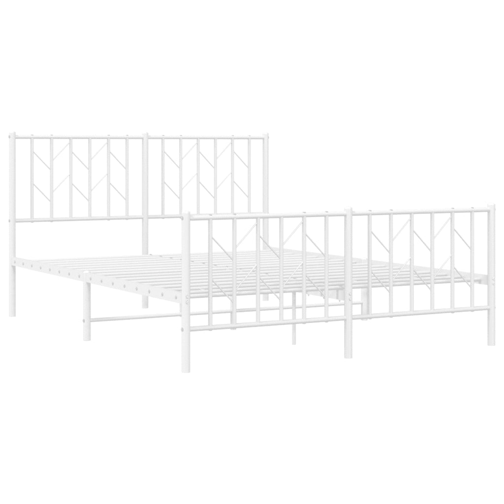 Giroletto con Testiera e Pediera Metallo Bianco 140x190 cm 374504