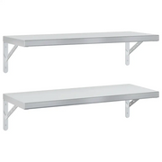2 pz Mensole a Muro | Scaffale Parete | Ripiano a parete 75x30 cm Argento in Acciaio Inossidabile