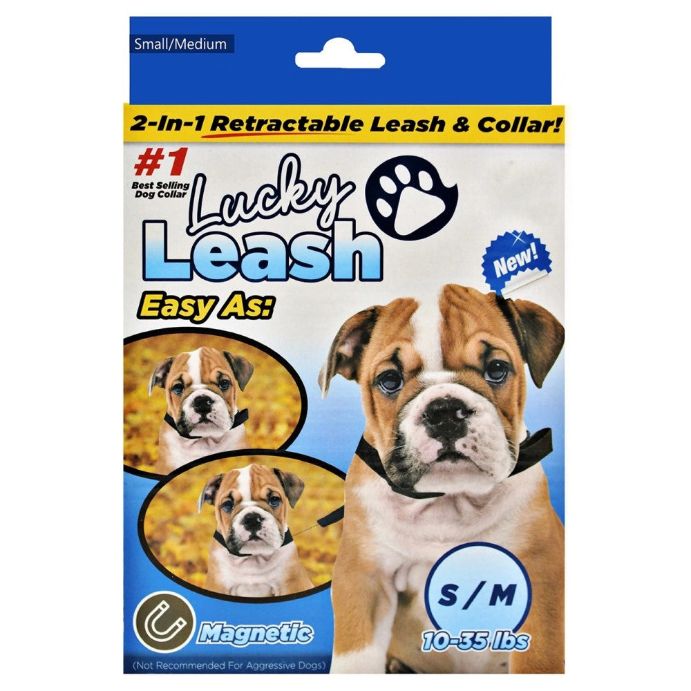 Trade Shop - Collare Guinzaglio Retraibile 2 In 1 Per Cane Cani Taglia S/m Con Magnete -