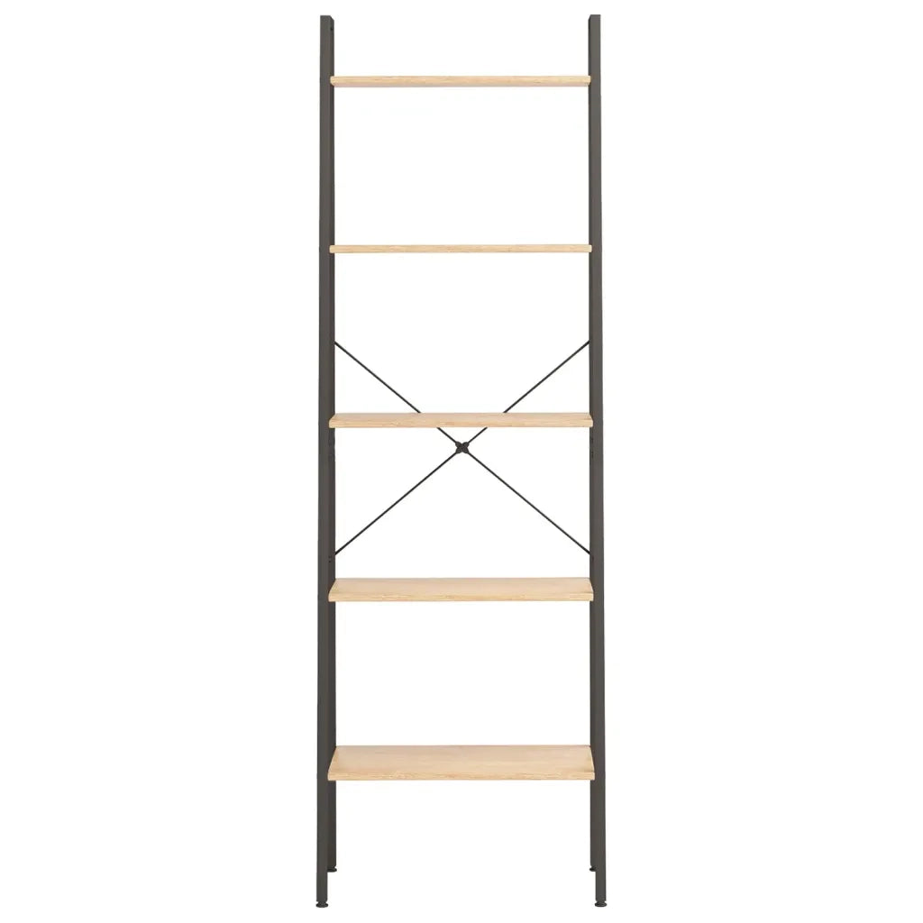 Scaffale Autoportante 5 Ripiani Marrone Chiaro Nero 56x35x174cm cod mxl 47659