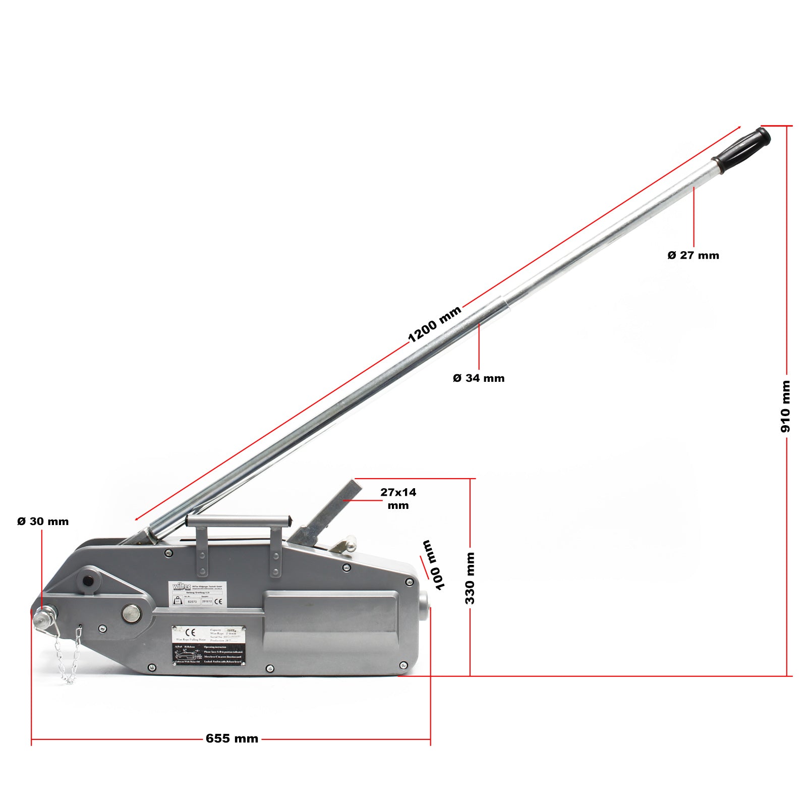 Paranco a fune max 3200kg fune 20m Ø16mm per sollevamento spostamento carichi